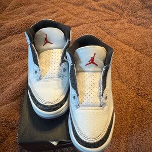 Jordan Kids White and Black Sneakers with Red Accents